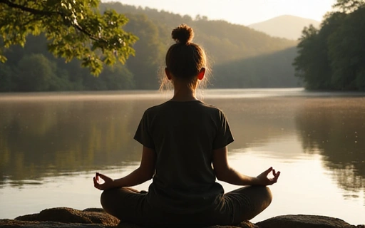 Osoba medytująca w otoczeniu natury, symbolizująca harmonię ciała i umysłu.